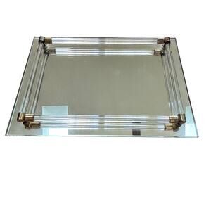 Vintage mirror vanity tray lucite rod gallery gold hardware mid century modern
